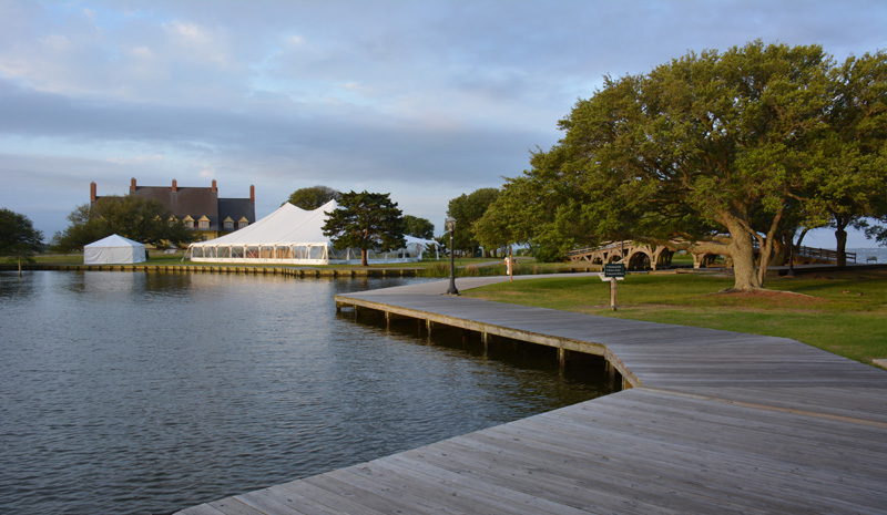 An event tent adjacent to the Whalehead in Historic Corolla