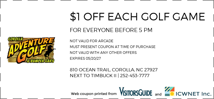 $1 OFF EACH GOLF GAME FOR EVERYONE BEFORE 5 PM